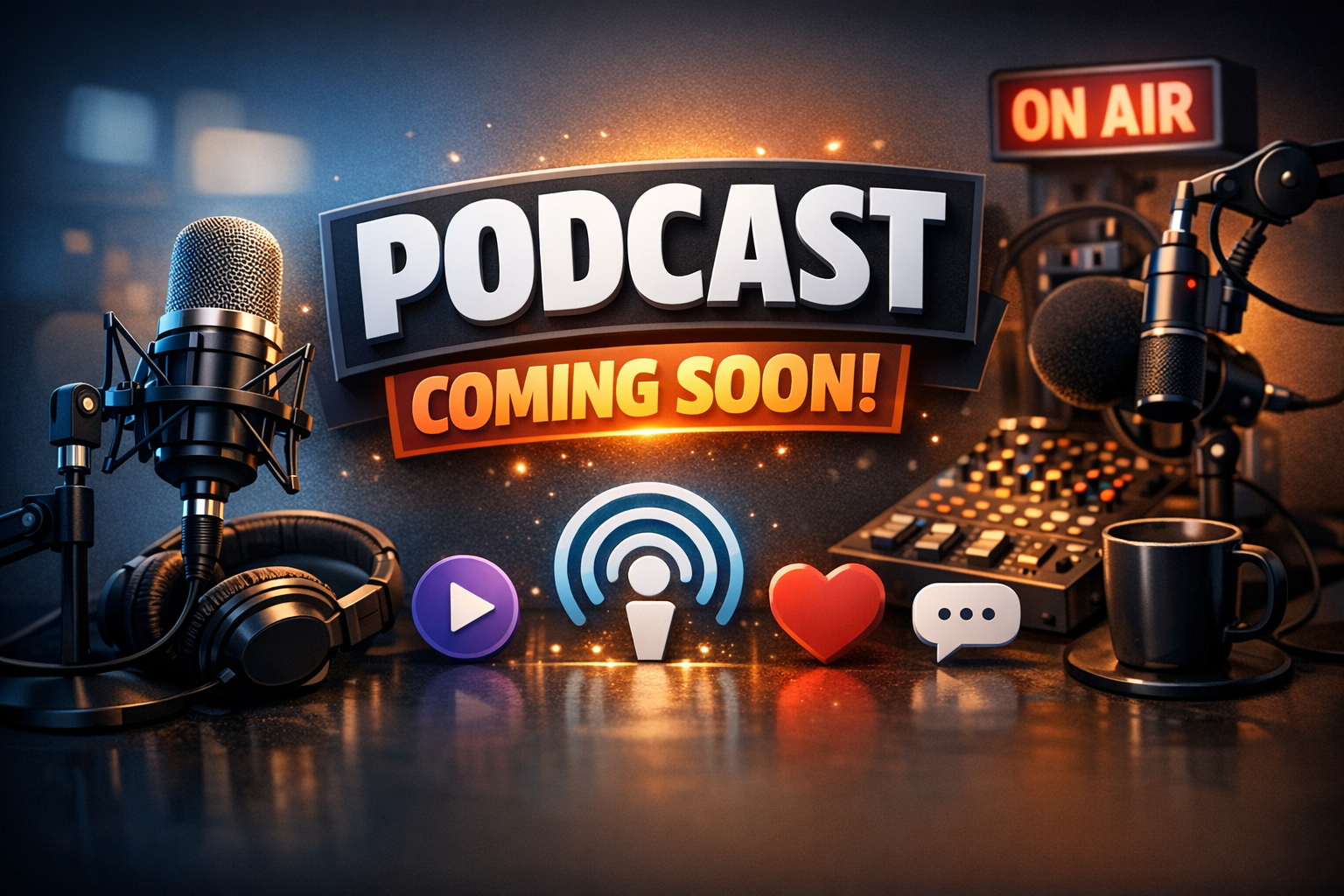 3dmodel Lets generate a generic looking Podcast coming soon graphic-1