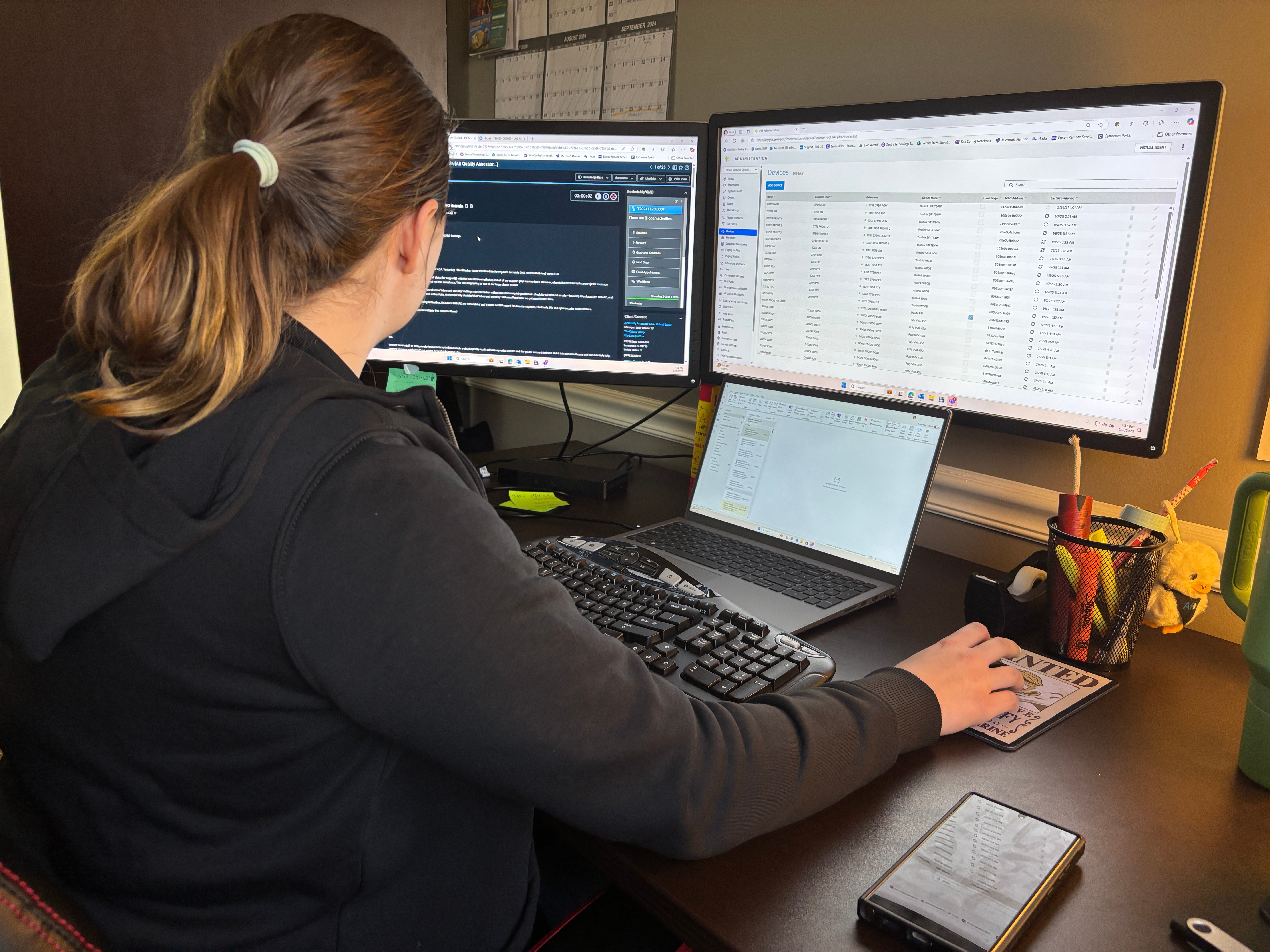 Sentry Technician working a ticket for a local business