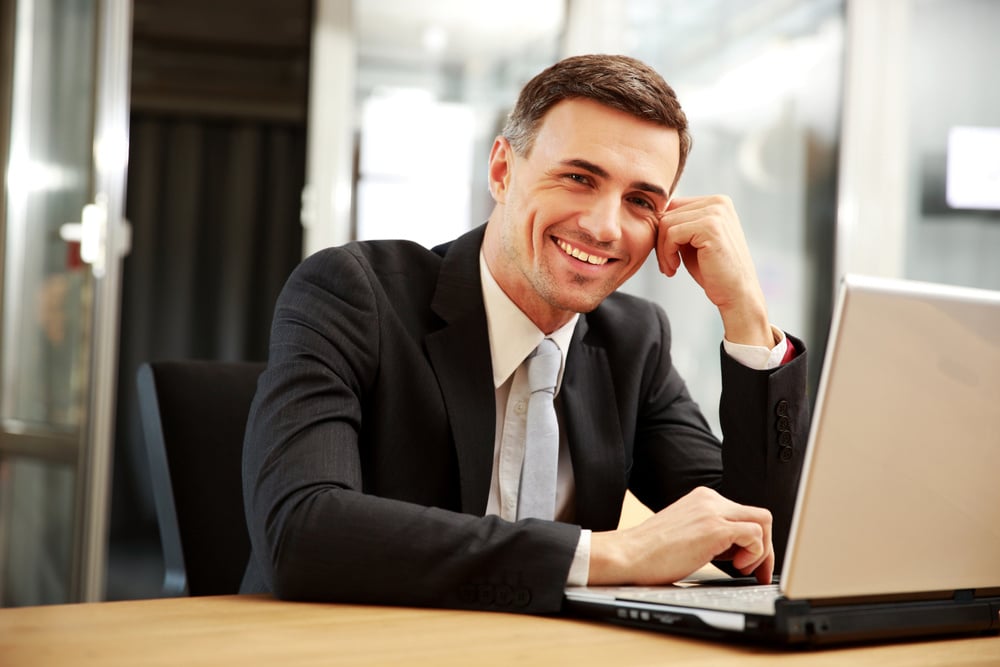 Businessman excited to have his passwords protected